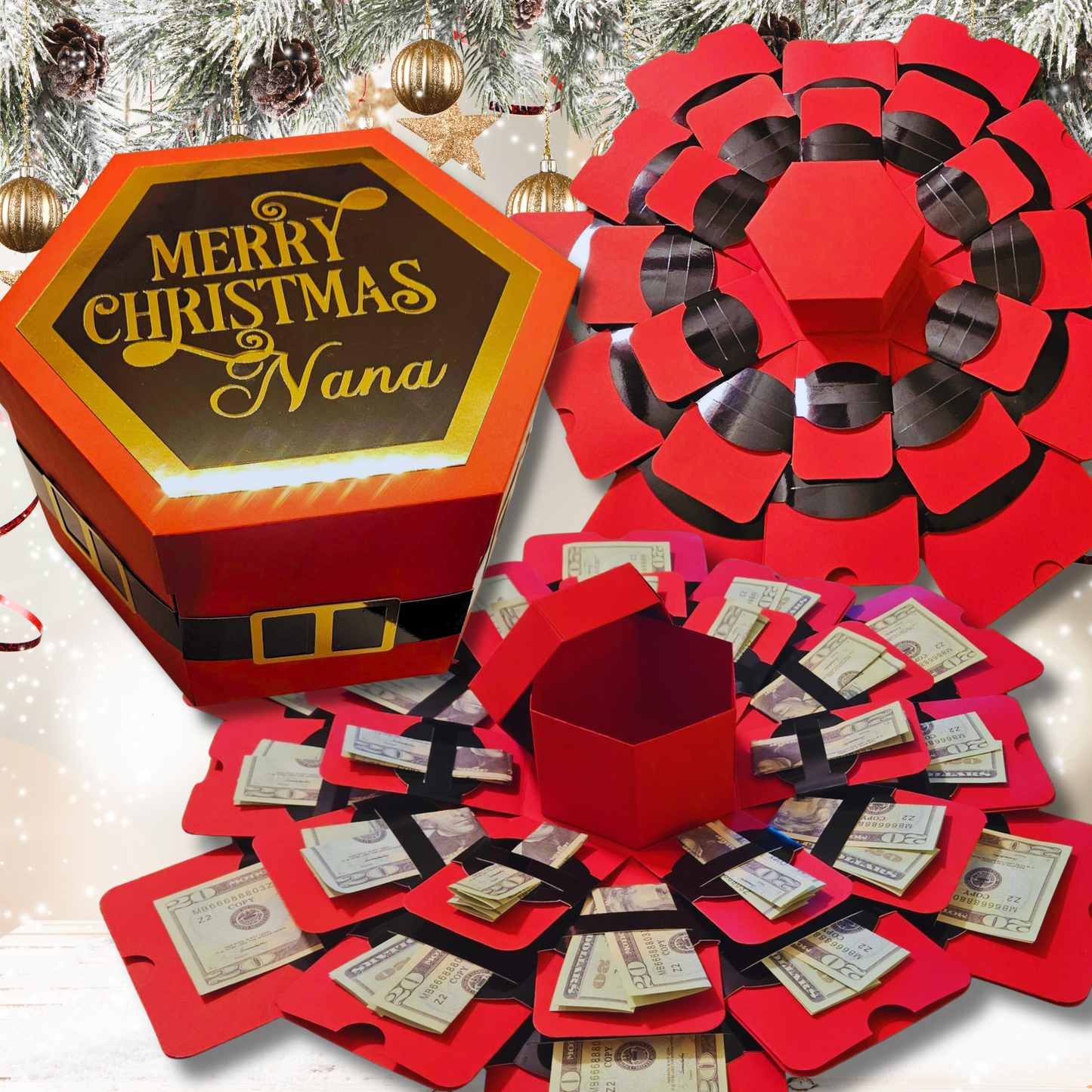 Personalized Santa Money Explosion Gift Box