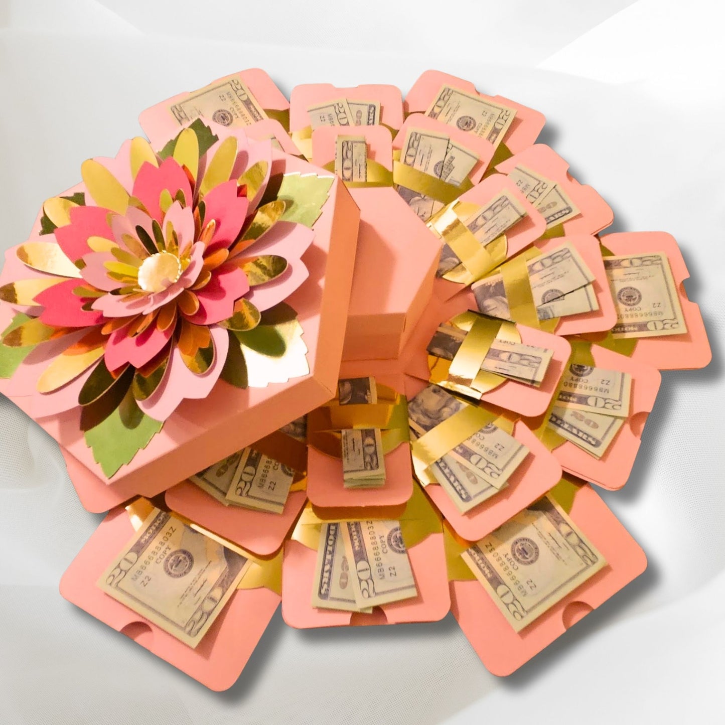 Floral Pink Explosion Money Gift Box