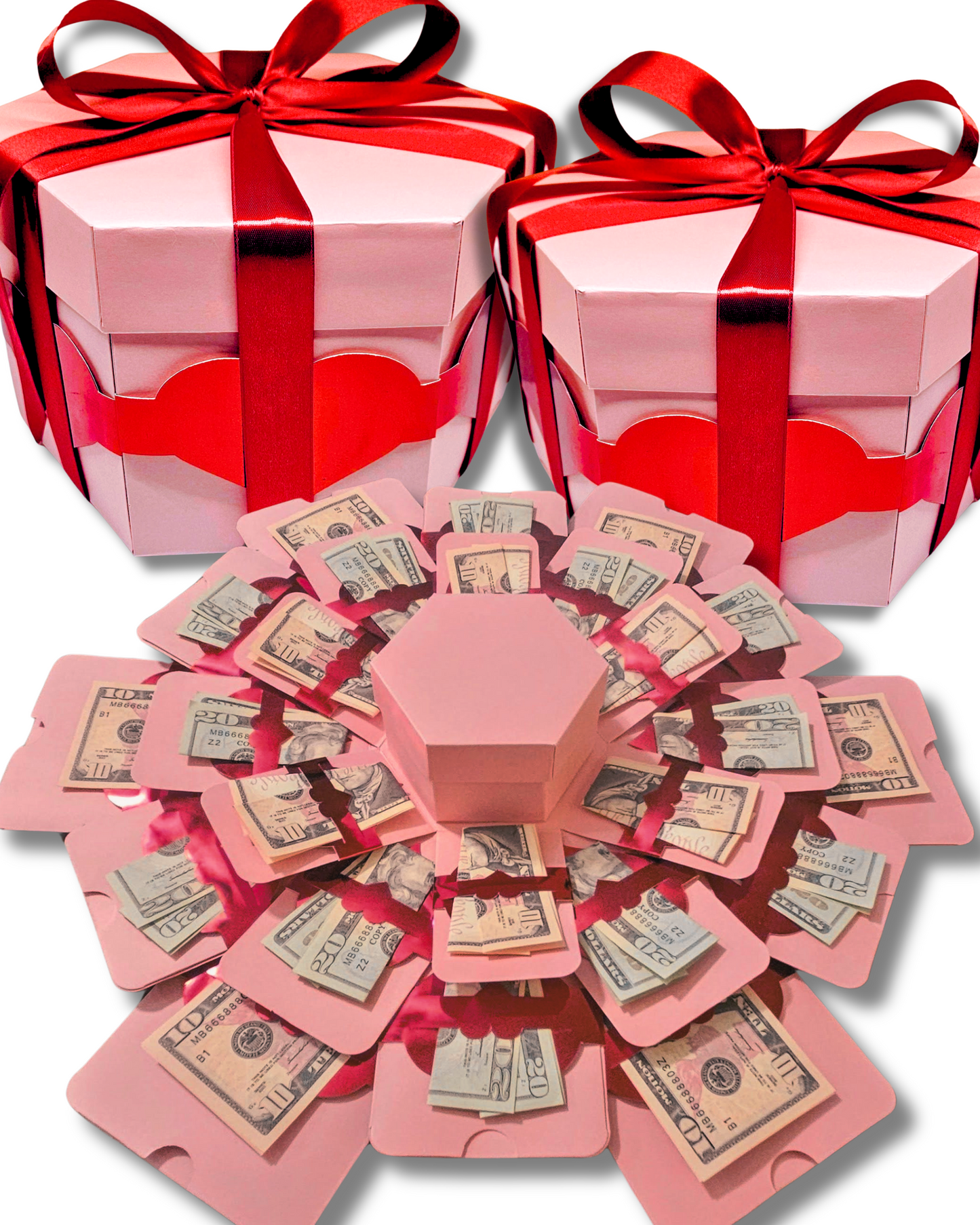 Valentine's Day Explosion Money Gift Box by Spendable Arrangements