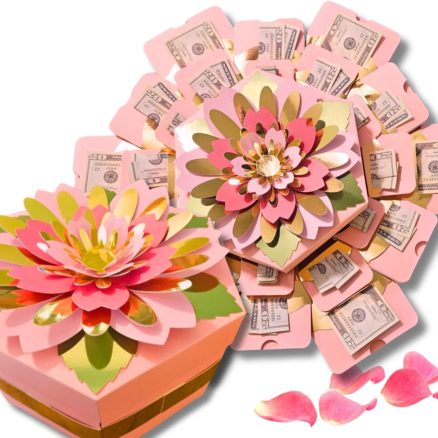 Floral Pink Explosion Money Gift Box
