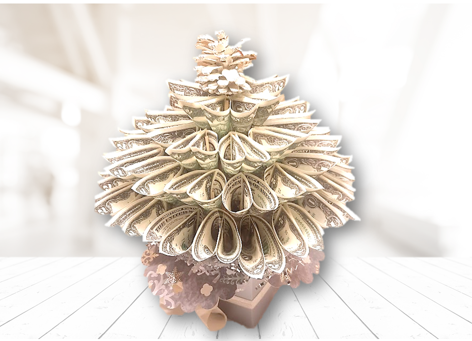 silver Christmas money bouquet