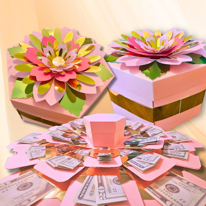 Floral Pink Explosion Money Gift Box