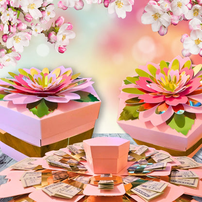 Floral Pink Explosion Money Gift Box