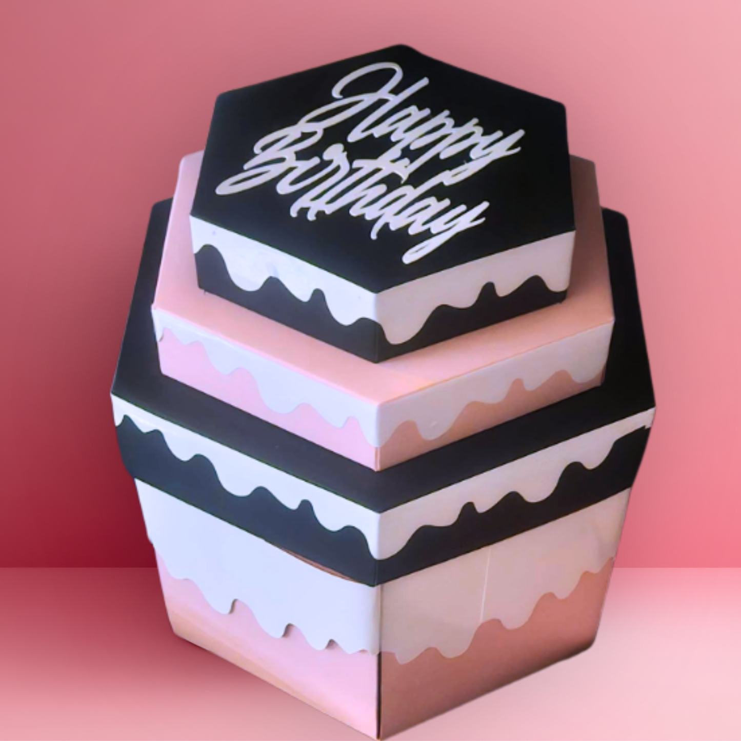 Birthday Cake Pink and Black Money Explosion Gift Box