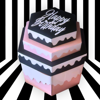 Birthday Cake Pink and Black Money Explosion Gift Box