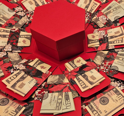 Poinsettia Christmas Explosion Money Gift Box