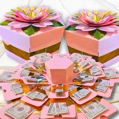 Floral Pink Explosion Money Gift Box