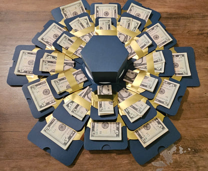 Navy Blue Graduation Explosion Money Gift Box