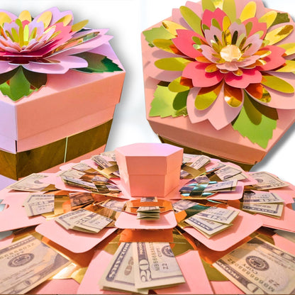 Floral Pink Explosion Money Gift Box
