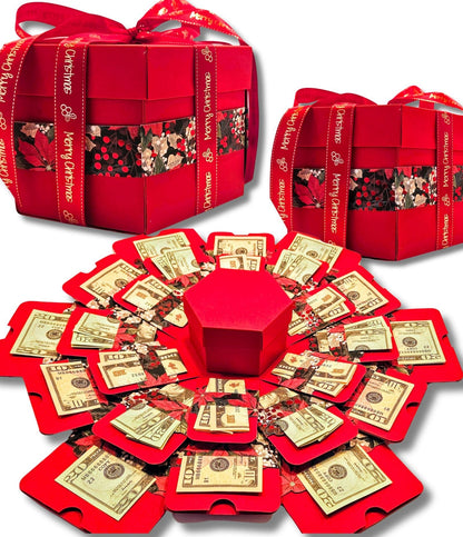 Poinsettia Christmas Explosion Money Gift Box