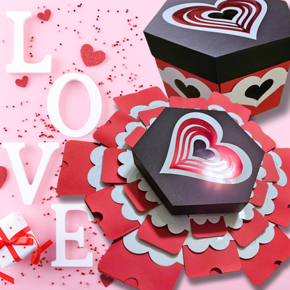 Valentine's Day Hearts On Red Box Explosion Money Gift Box