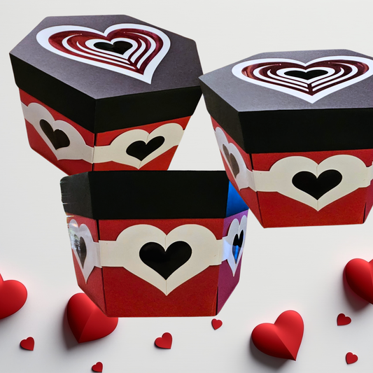 Valentine's Day Hearts On Red Box Explosion Money Gift Box