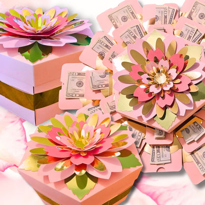 Floral Pink Explosion Money Gift Box