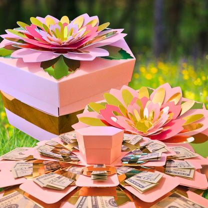 Floral Pink Explosion Money Gift Box
