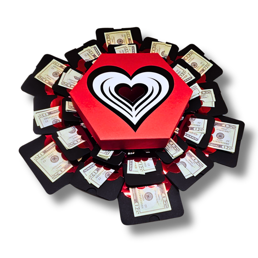 Valentine's Day Hearts On Black Box Explosion Money Gift Box