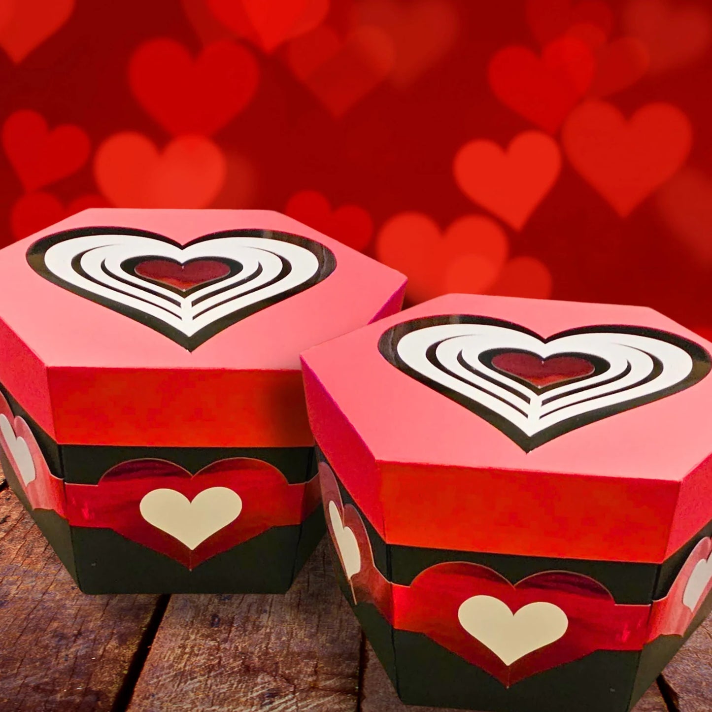 Valentine's Day Hearts On Black Box Explosion Money Gift Box