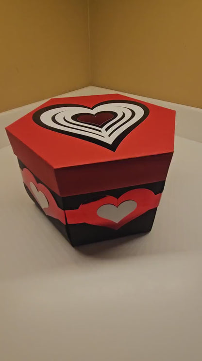 Valentine's Day Hearts On Black Box Explosion Money Gift Box