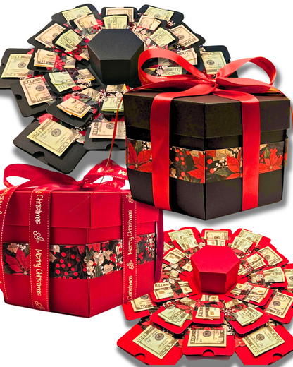 Poinsettia Christmas Explosion Money Gift Box