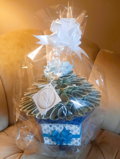 gift wrapped money bouquet