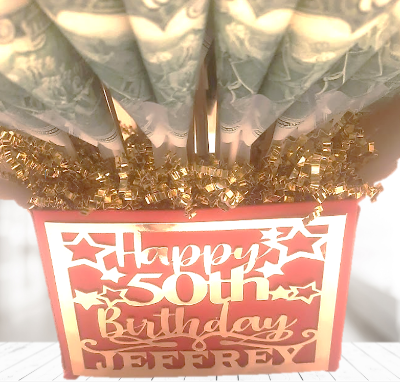 Happy 50th Birthday Red Money Bouquet Personalized