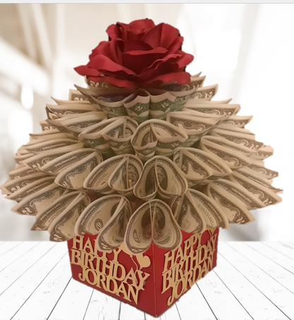 Happy Birthday Money Bouquet Personalized With Name by Spendable Arrangements