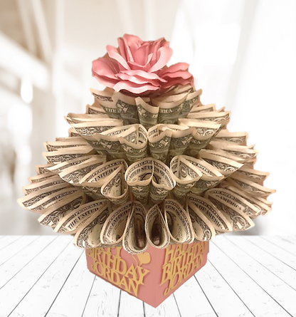 Happy Birthday Money Bouquet Personalized With Name by Spendable Arrangements