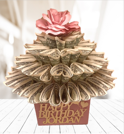 Happy Birthday Money Bouquet Personalized With Name by Spendable Arrangements