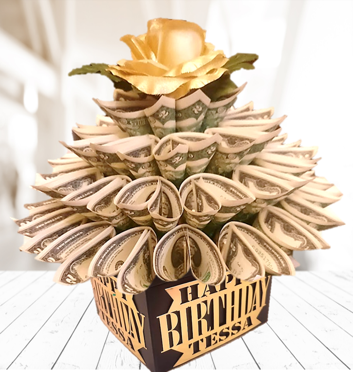 Birthday Black Money Bouquet Personalized With Name