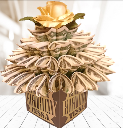 Gold Birthday Money Bouquet Personalized With Name