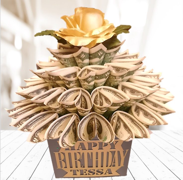 Birthday Silver Money Bouquet Personalized With Name