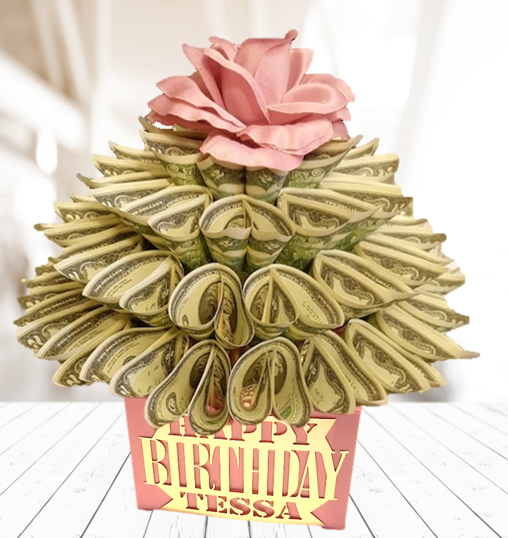 Birthday Pink Money Bouquet Personalized With Name