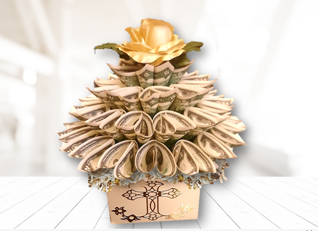 Elegant Cross Money Bouquet By Spendable Arrangements