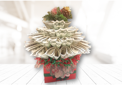 red Christmas money bouquet