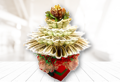 red Christmas money bouquet