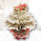 front red and white christmas money bouquet