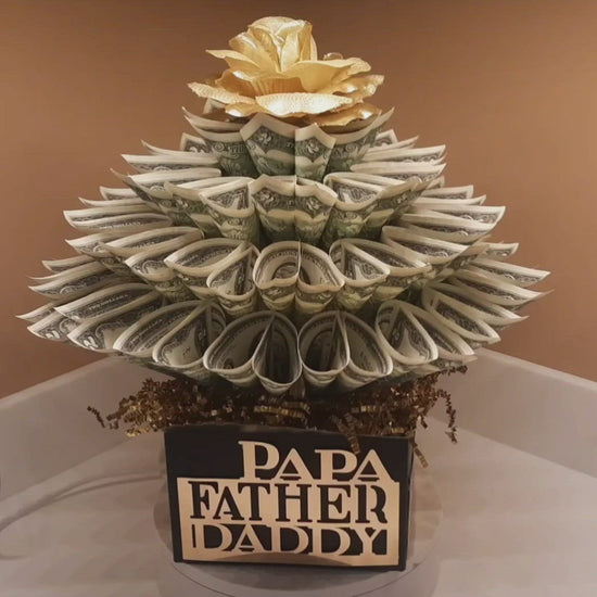 revolving Father's Day Real Money Bouquet in black by Spendable Arrangements