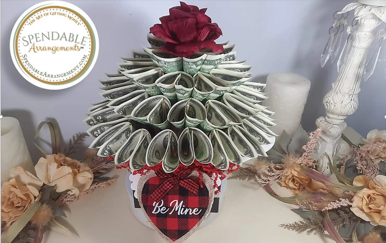 Valentine's Day Real Money Bouquet Gift for Him or Her by Spendable Arrangements - SpendableArrangements