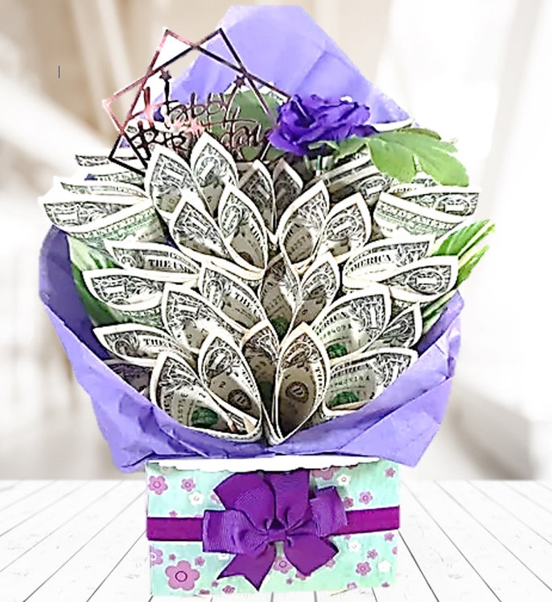 Birthday Money Bouquet Cascading Cash by SpendableArrangements.com